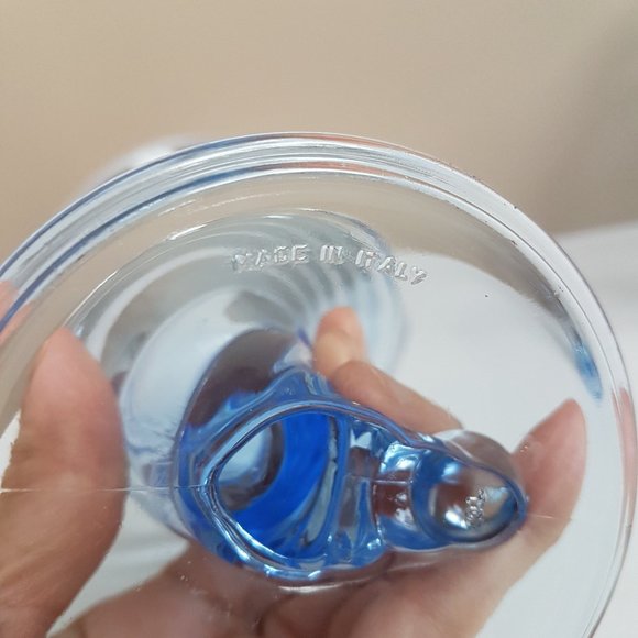 Bormioli 4 ice cream sundae fruit blue glasses. - Picture 5 of 12